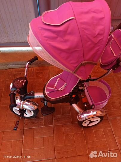 Велосипед коляска трёхколёсный с ручкой