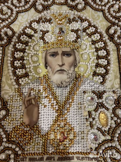 Икона Николай Чудотворец бисером