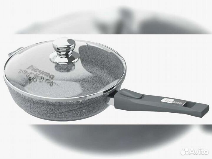 Сковорода d28 съемн ручка с крышкой Premium grey