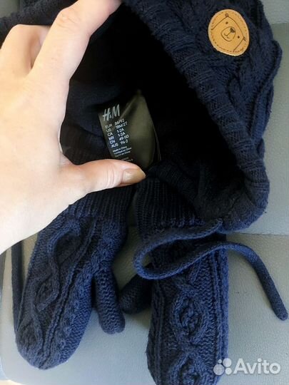Комплект шапка и варежки hm для мальчика 86 92