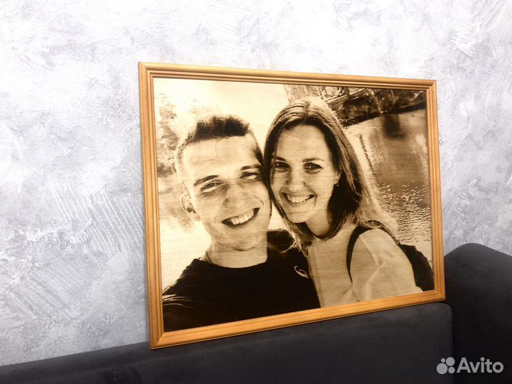 Портрет по фото на дереве