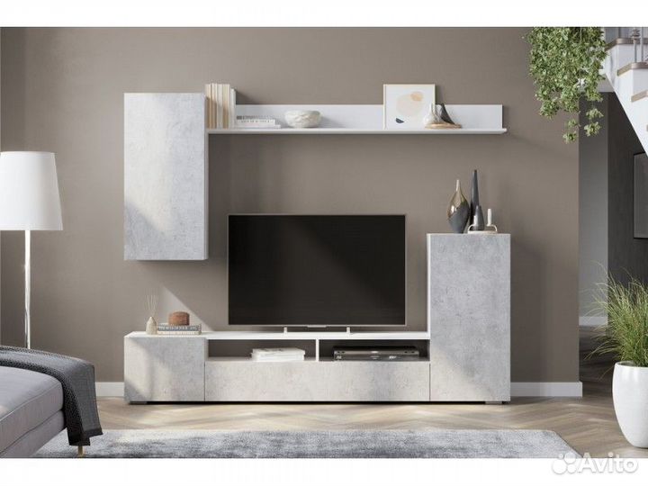 Гостиная мгс 4 лдсп Цемент Светлый 213х170х34