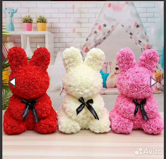 Подарочный зайчик из роз 35см