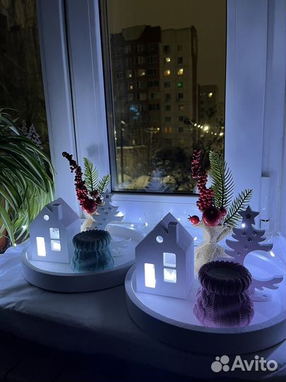 Домик светильник из гипса