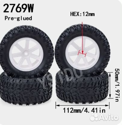 Колеса для р/у модели 1/10 Truggy Monster truck