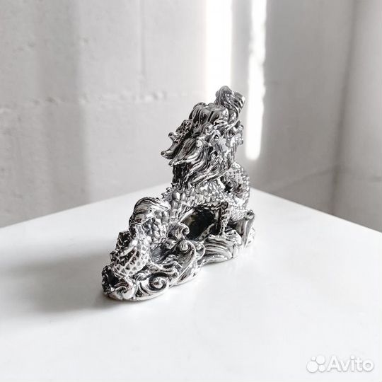 Статуэтка Китайский дракон серебряная 2024