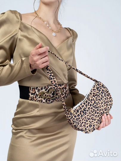 Сумка клатч женская леопардовая на молнии