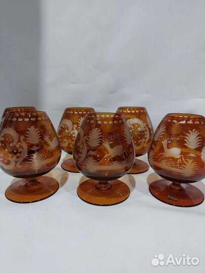 Антикварные коньячные бокалы Эгерманн, Охота