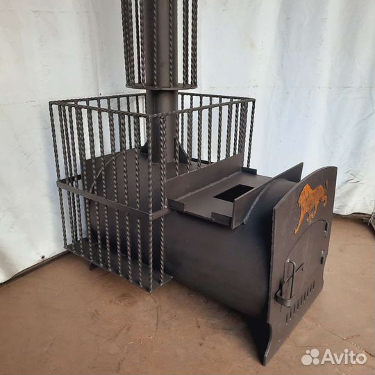 Печь для бани с выносом и увеличенной каменкой