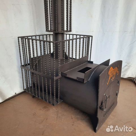 Печь для бани с выносом и увеличенной каменкой