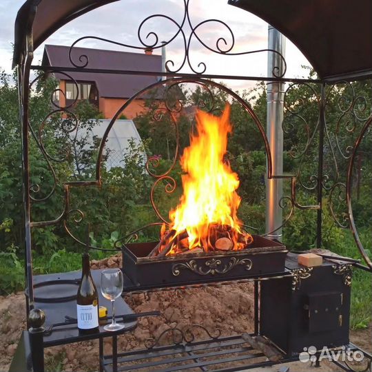 Мангал кованый с печкой