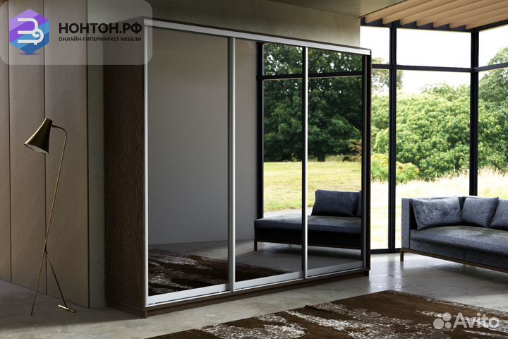 Шкаф-купе 3-х дверный Экспресс 45 венге / зеркало