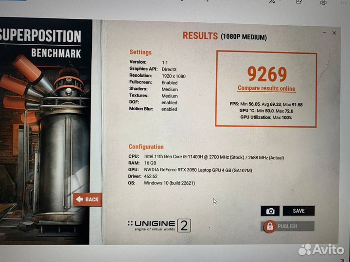 Ноутбук Acer Nitro Core i5-11 6 ядер/ RTX 3050 4Gb