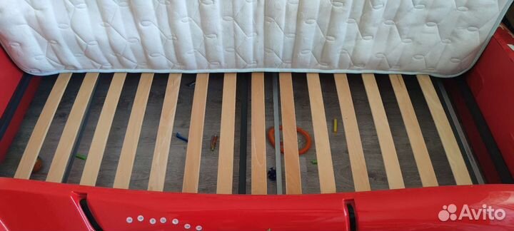 Детская кровать машина с матрасом с подсветкой