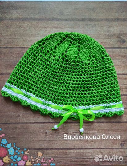 Панамка вязаная для девочки хлопковая