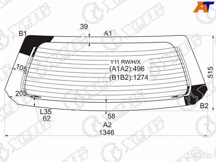 Стекло заднее Nissan Wingroad