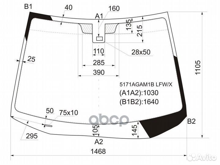 Стекло лобовое в клей mazda CX-7 4D utility 07
