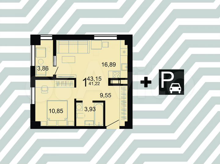 1-к. квартира, 43,2 м², 7/23 эт.