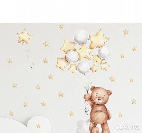Интерьерная наклейка в детскую медвежонок