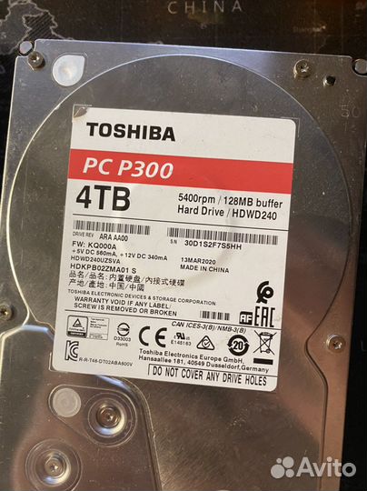 Жесткий диск 4 тб thoshiba p300