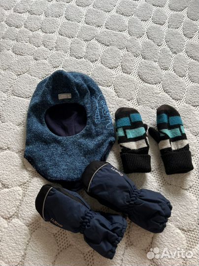 Шапка шлем+варежки 2 пары