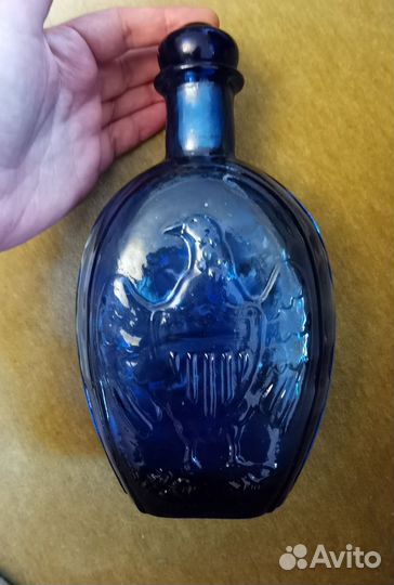 Винтажная бутылка синий кобальт