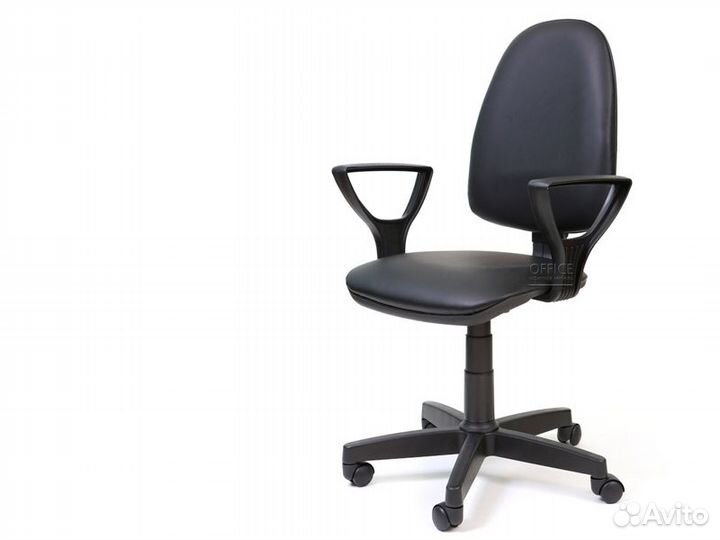 Кресло компьютерное Престиж (чёрный кож. зам)