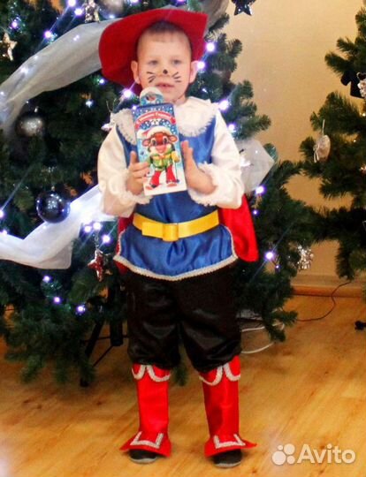 Новогодний костюм для мальчика мушкетёр и кот в са