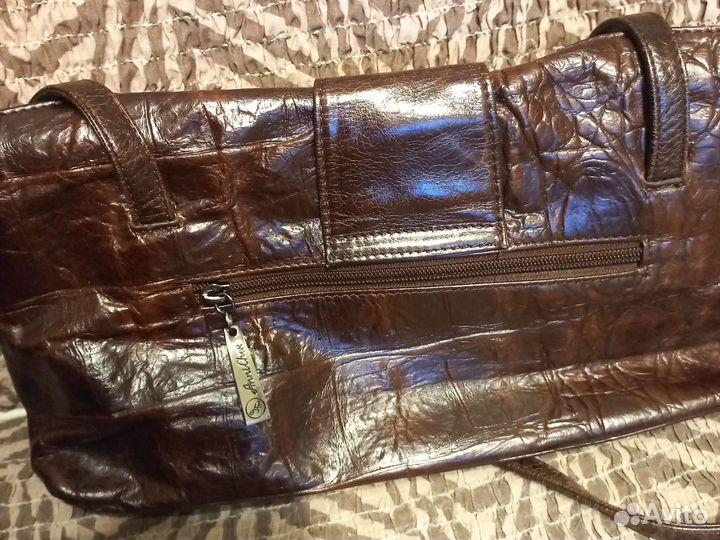 Сумка натуральная кожа коричневая италия