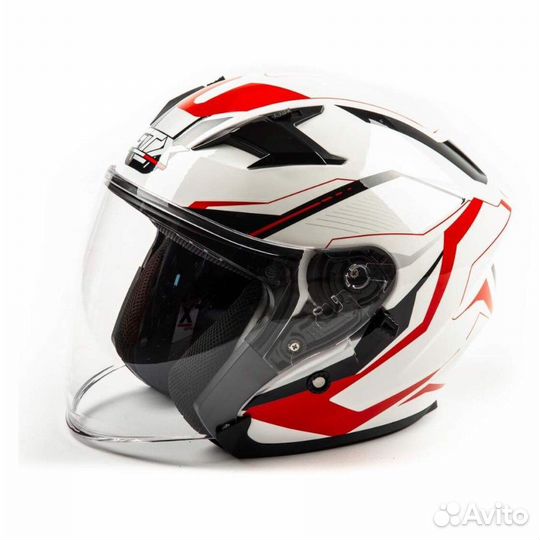 Шлем мото открытый GTX 278 (S) #3 white/RED black
