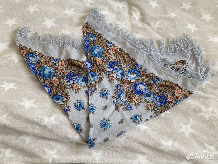 Павлопосадский платок шерсть с бахромой 85 на 85