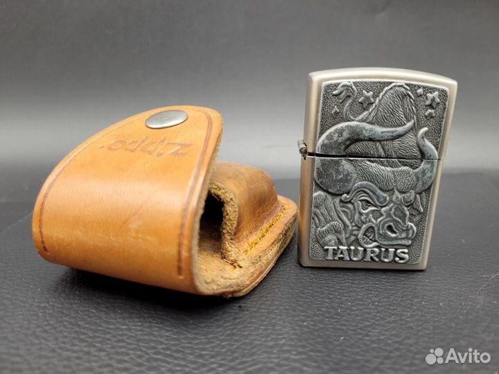 Зажигалка бензиновая Телец + чехол Zippo USA США