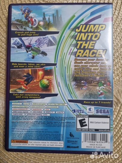 Sonic free riders Xbox 360 диск