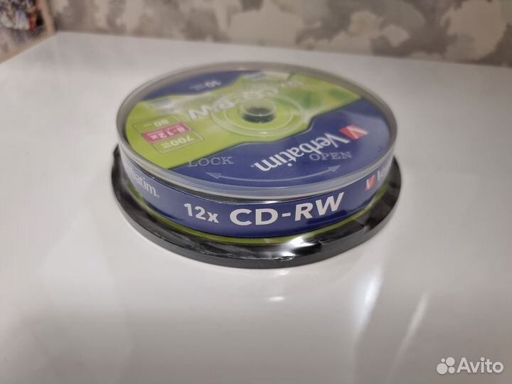 Диск CD-RW Verbatim 700Mb 12x Cake Box (10шт)