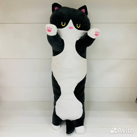 Кот-Батон (черный). Мягкая игрушка обнимашка 90см