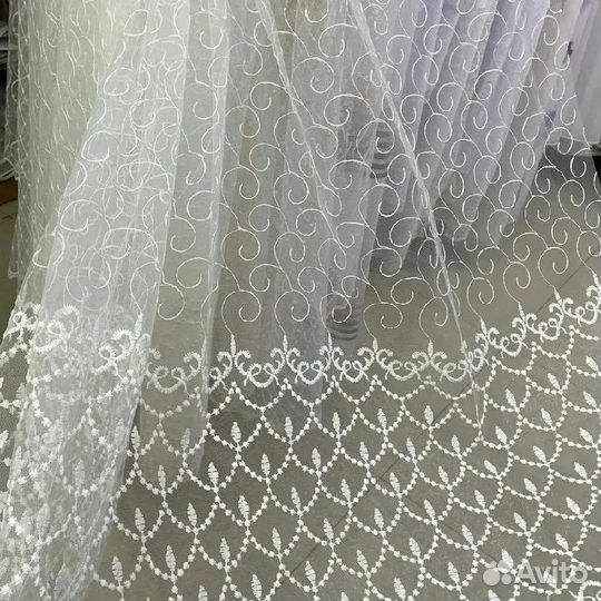 Тюль готовый с вышивкой