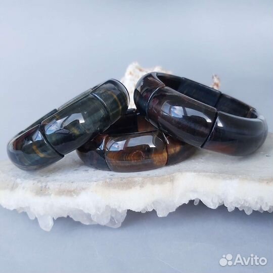 Браслет из бычьего, соколиного и тигрового глаза