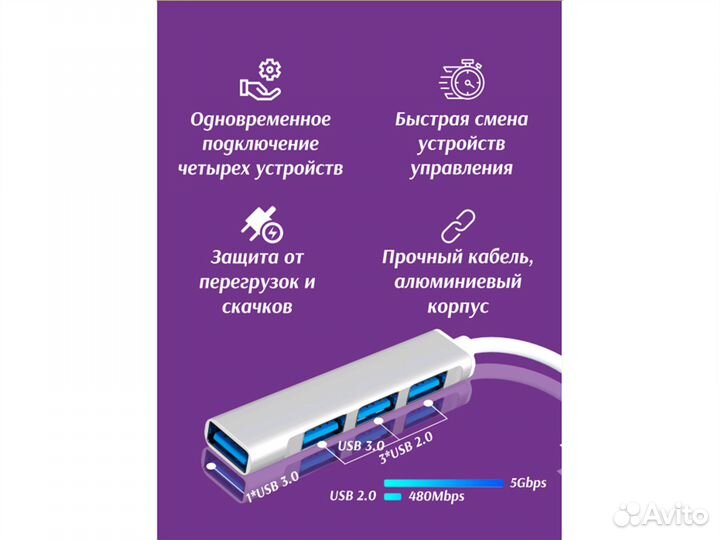 Type-C - концентратор, разветвитель, хаб gsmin B15