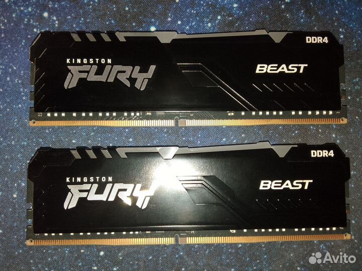 Озу Kingston fury Beast Black RGB 16 Gb DDR4 3600