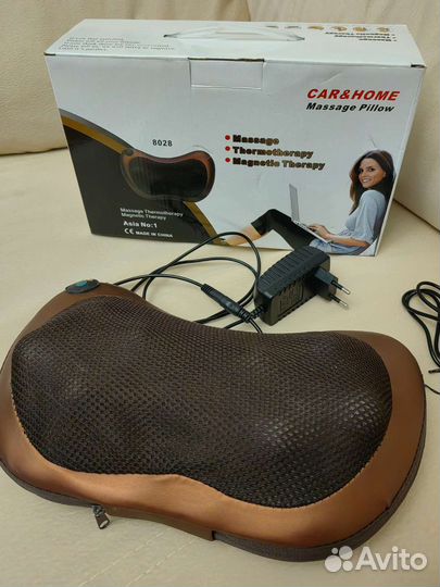 Массажная подушка для спины шеи плеч с подогревом
