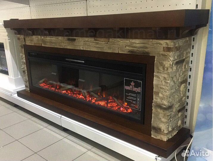 Длинный линейный электрический камин стиль 