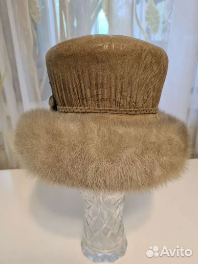 Шляпа женская нат кожа с норкой