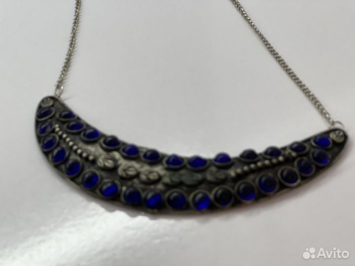 Ожерелье колье с синими камнями