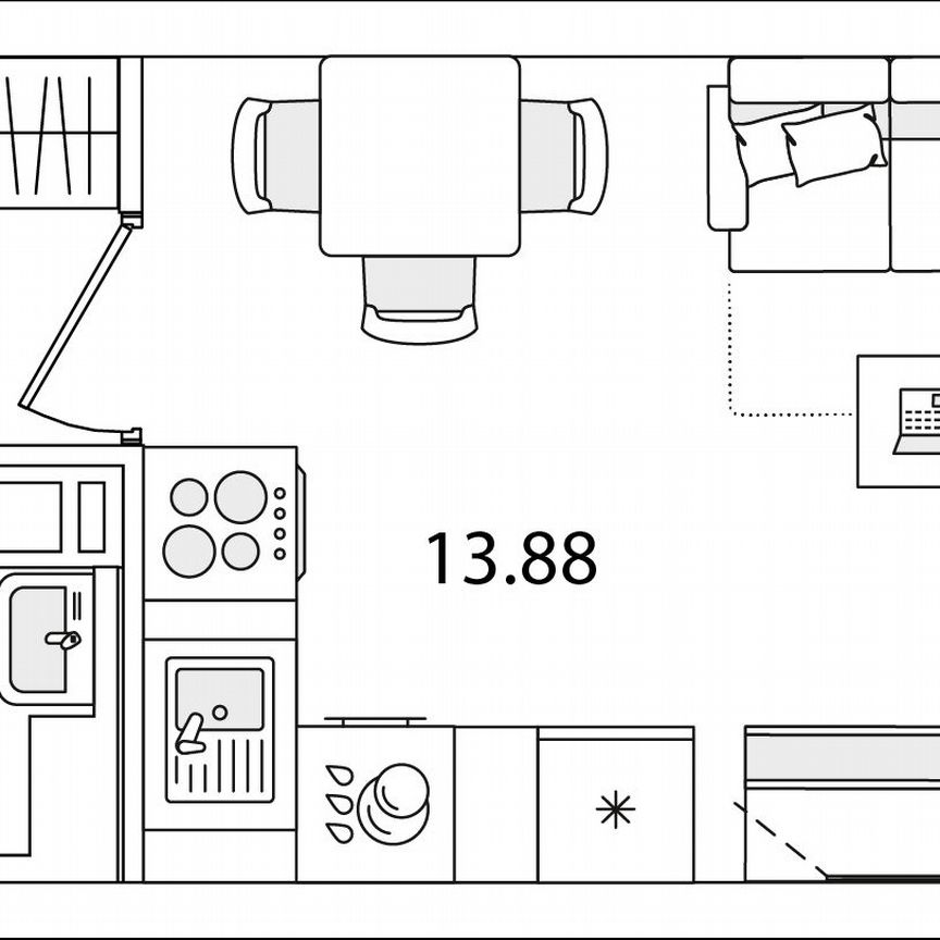 Квартира-студия, 21,4 м², 4/9 эт.