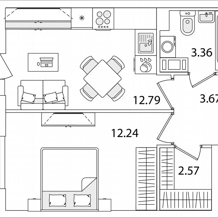 1-к. квартира, 35,9 м², 4/9 эт.