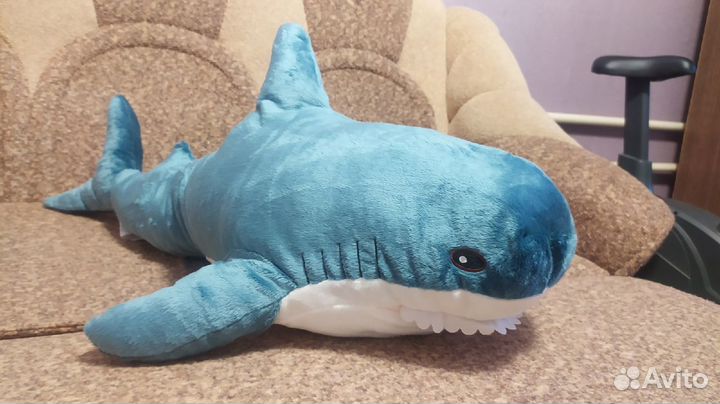 Акула 100 см - мягкая игрушка (синяя)