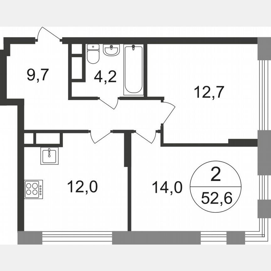 2-к. квартира, 52,6 м², 11/17 эт.