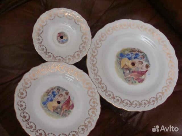 Фруктовница трехярусная фарфор Мадонна Чехия бу