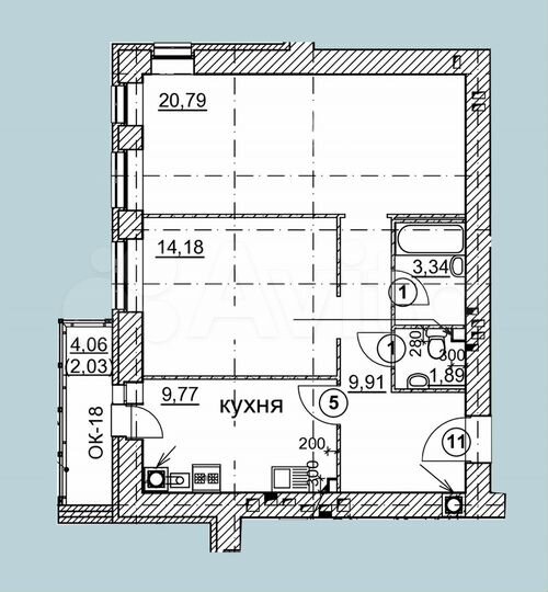 2-к. квартира, 60,9 м², 4/7 эт.