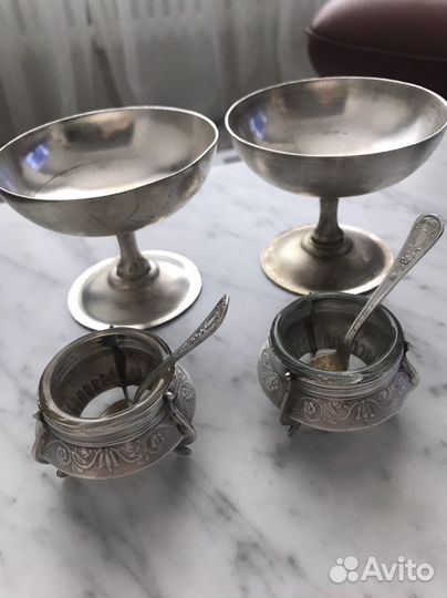 Мельхиор СССР солонки креманки мороженица